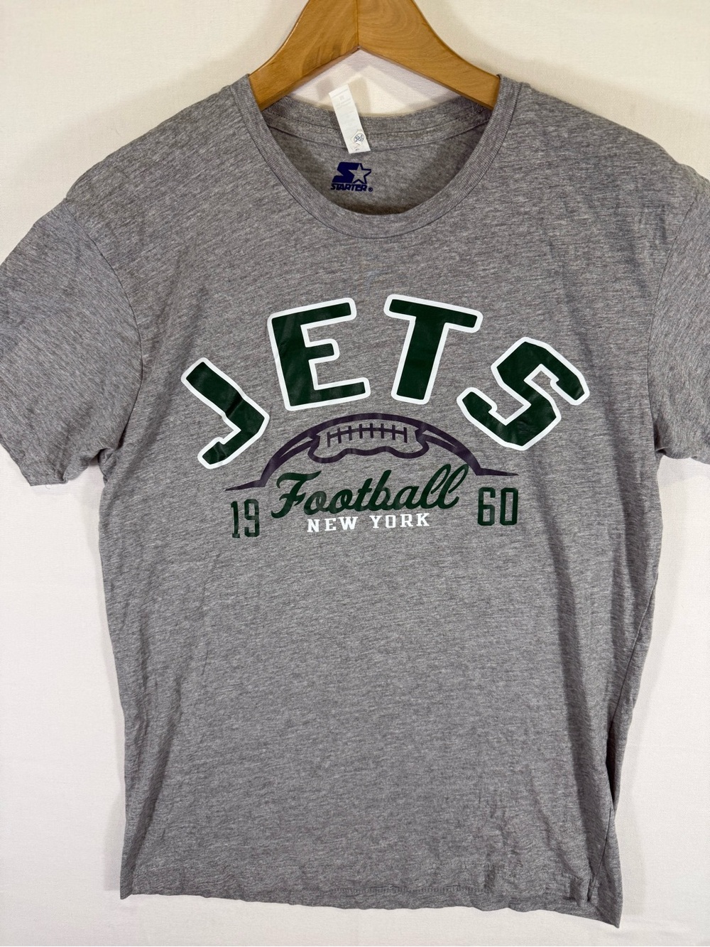 STARTER Grey & Green New York Jets Football Tee